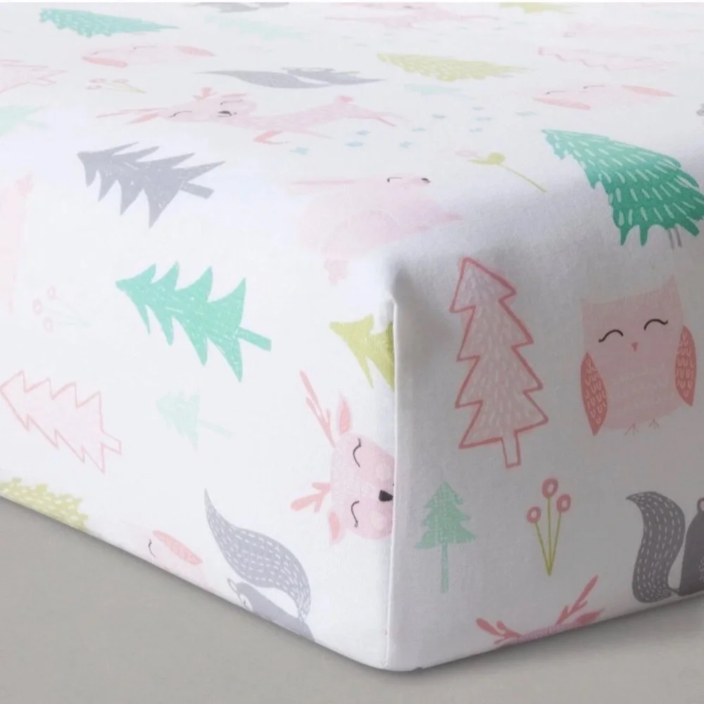 Cloud Island Pink Forest Frolic 4-Pc Crib Bedding Set -Whimsical Forest Animals